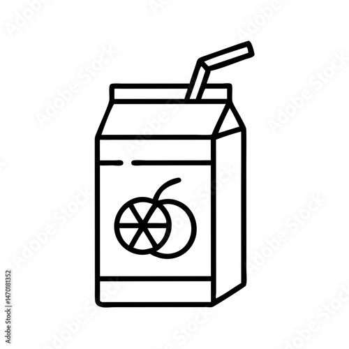 Juice Box with Straw Icon Representing Fruit Juice – Vector Beverage and Refreshment Symbol
