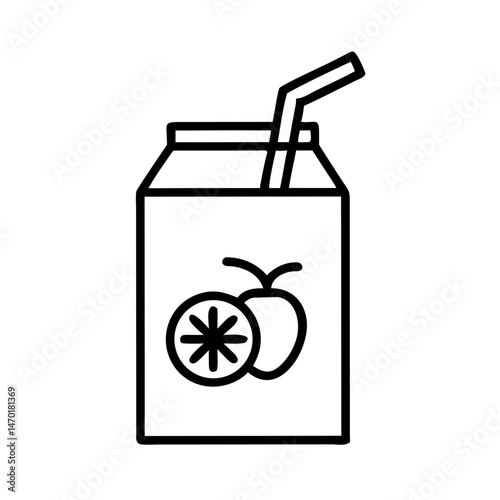 Juice Box with Straw Icon Representing Fruit Juice – Vector Beverage and Refreshment Symbol