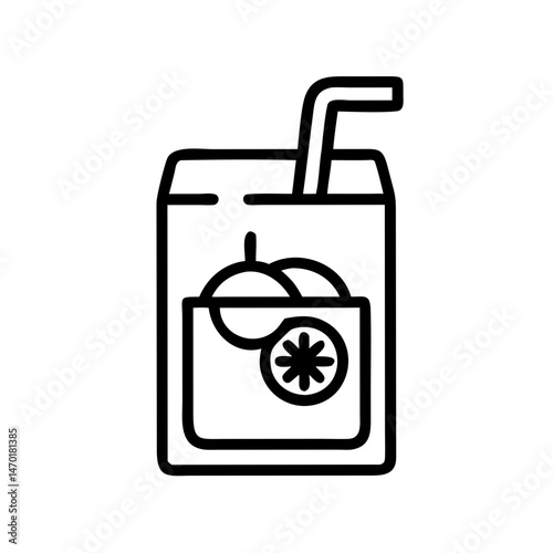 Juice Box with Straw Icon Representing Fruit Juice – Vector Beverage and Refreshment Symbol