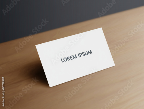 Business Card Mockup on Wooden Surface – Generative AI Template