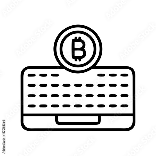 Keyboard Input with Bitcoin Coin Icon – Vector Cryptocurrency and Digital Payment Symbol