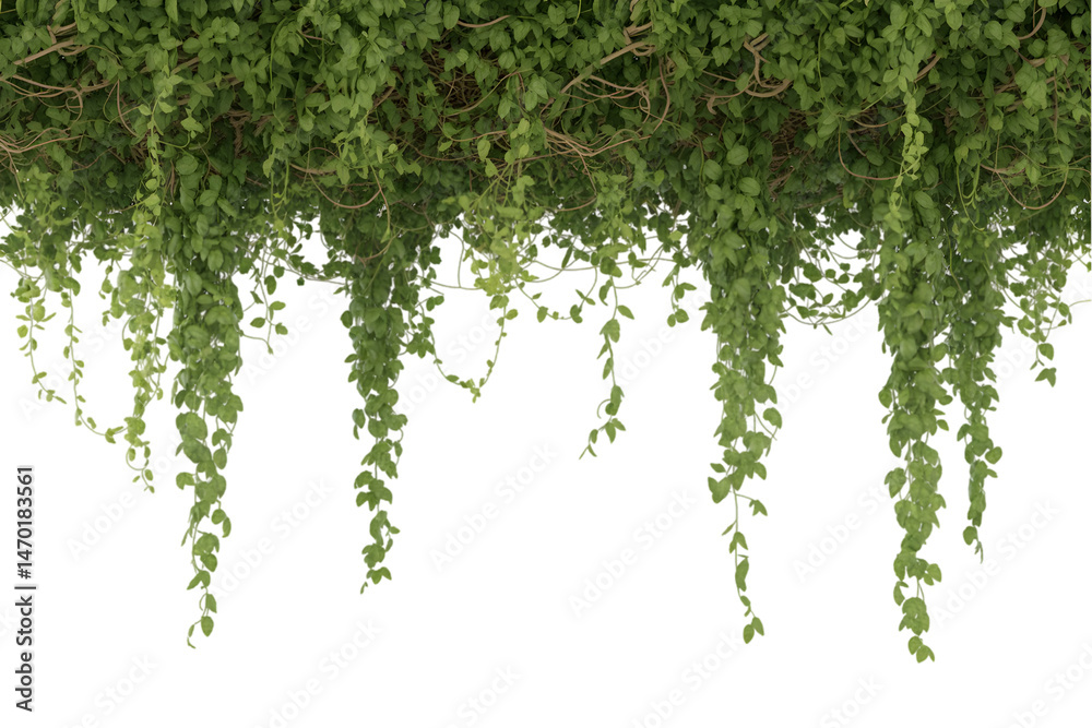 Obraz premium Hanging Green Plant With Small Leaves Isolated On White Background For Mockups