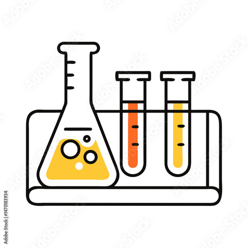 Laboratory Test Tubes Icon – Chemistry and Scientific Experiment Symbol Vector Design