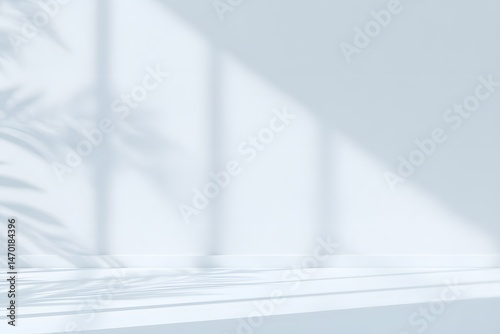 Light Gray Background with Soft Shadows and Plant Silhouette
