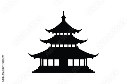 Pagoda silhouette icon on white background