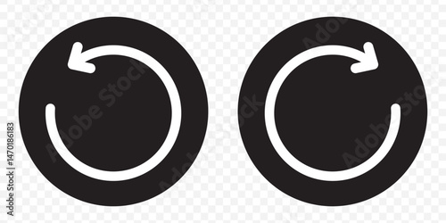 Set of black circle vector arrows. refresh arrow icon, loading arrow icon set on Transparent Background. EPS 10.
