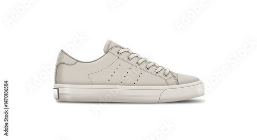 A sneaker icon with side view, clean sole and laces details, neutral tones, flat style, white background
