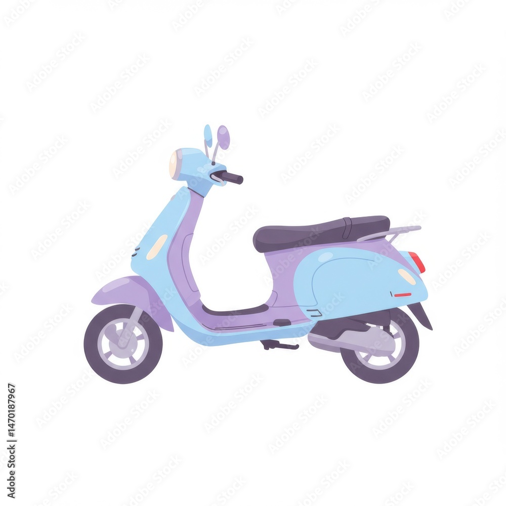 Obraz premium Pastel Blue and Purple Scooter Illustration