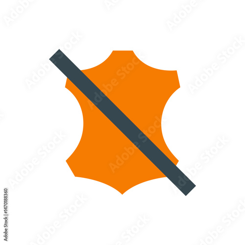 Illustration of an orange leather shape with a dark gray line crossing it diagonally on a white background