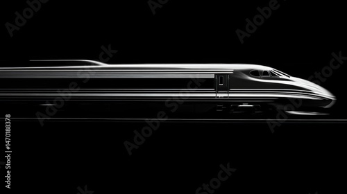 Sleek, modern train gliding on tracks