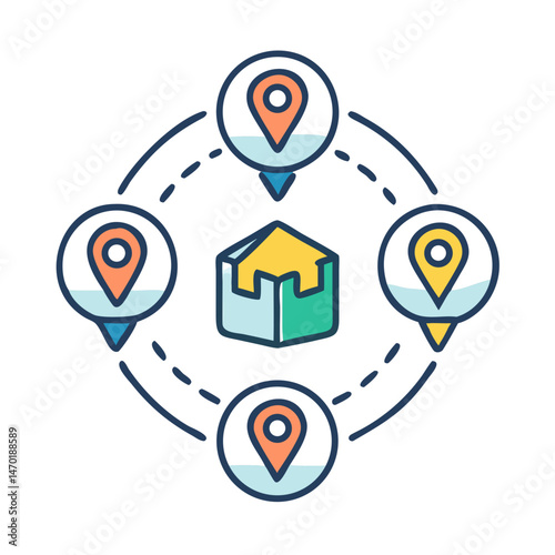 Logistics Distribution Network Icon – Supply Chain and Delivery Symbol