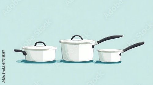 White Pots Cooking Utensils Kitchen.