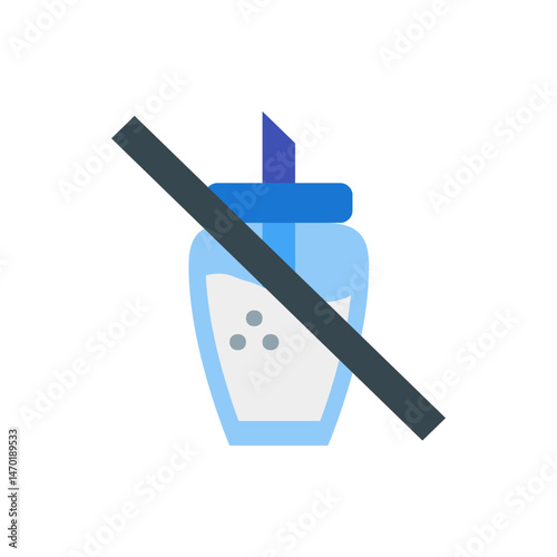 No sugar icon depicting a sugar dispenser with a line through it representing sugar free concept design