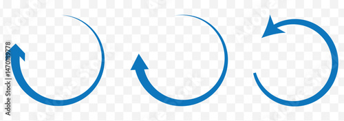 Refresh vector icon set Blue filled and outlined style. refresh, restart or reload vector symbol on Transparent Background. EPS 10.