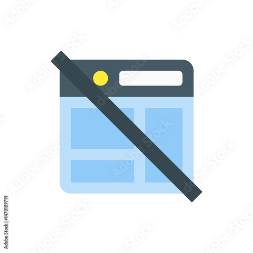 Illustration of a browser window with a line through it indicating blocked or unavailable content online