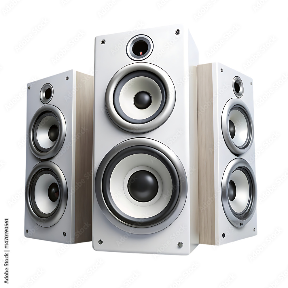 Fototapeta premium White Stereo Speakers: High-Quality Audio System