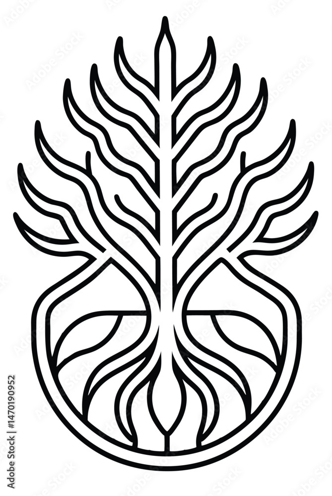 Obraz premium Abstract Tree Roots Icon on White Background