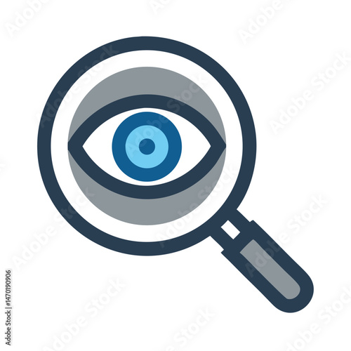 Magnifier with Eye Icon – Vision and Search Function Symbol