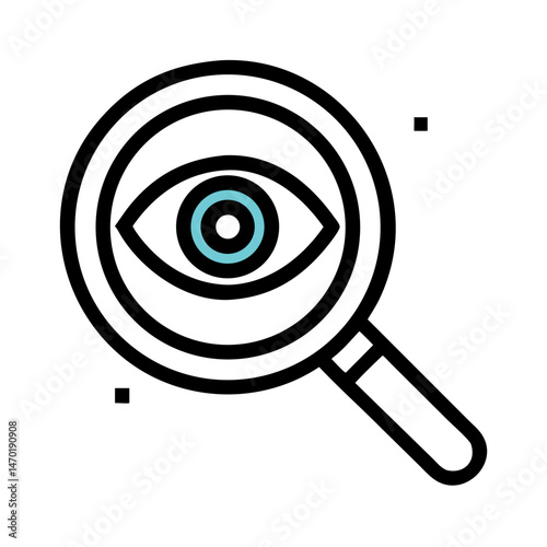 Magnifier with Eye Icon – Vision and Search Function Symbol