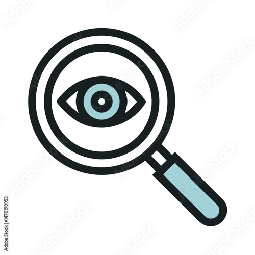 Magnifier with Eye Icon – Vision and Search Function Symbol