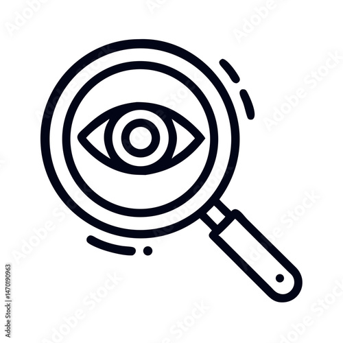 Magnifier with Eye Icon – Vision and Search Function Symbol