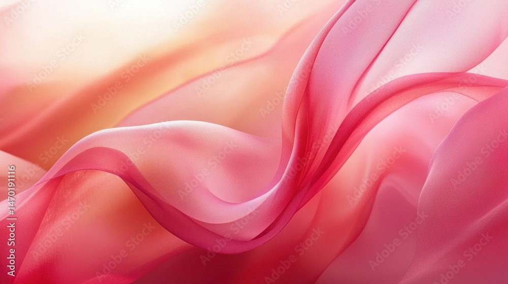 Fototapeta premium Delicate, flowing fabric in soft pink and peach hues