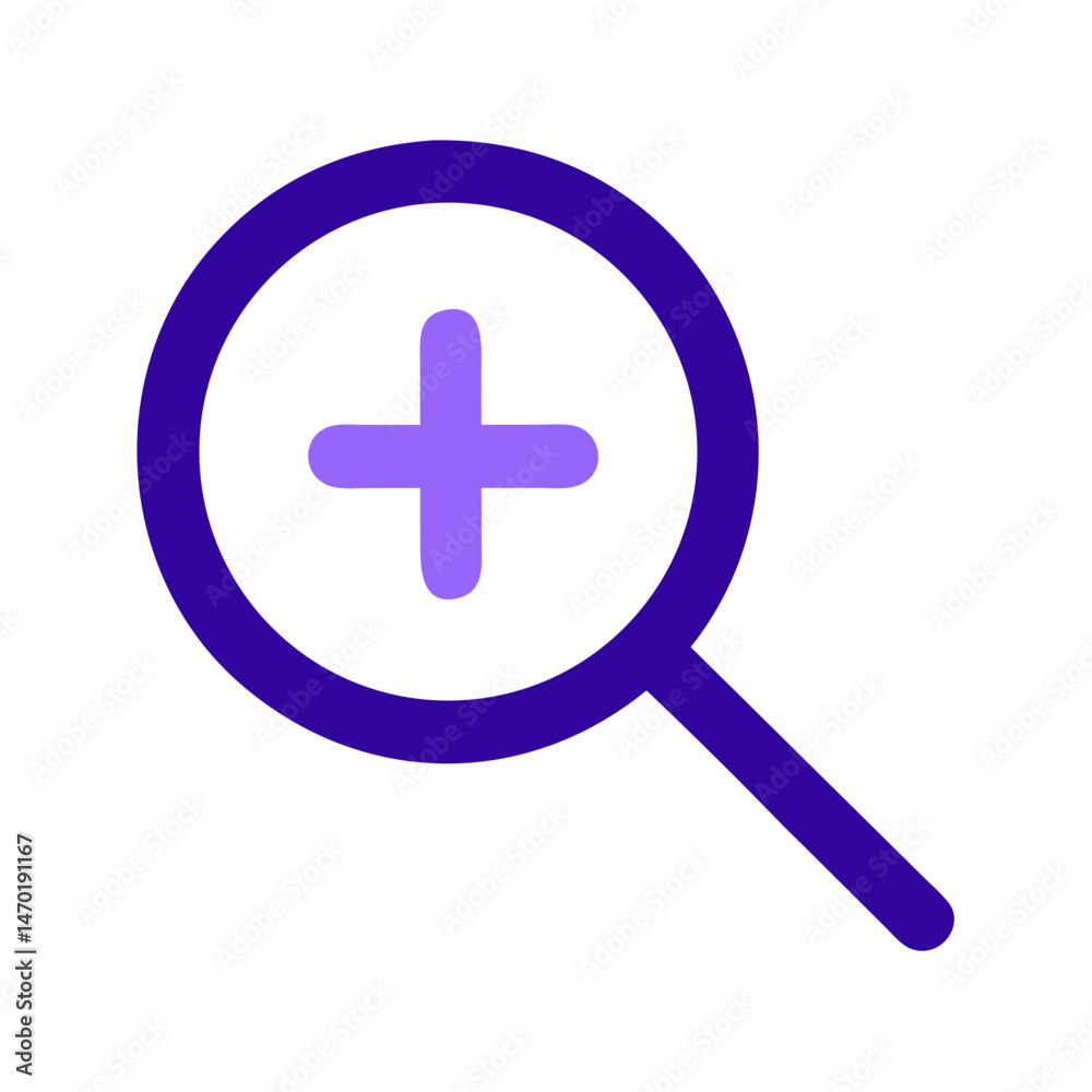 Fototapeta premium Magnifying Glass Plus Icon – Zoom In and Search Symbol