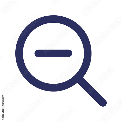 Magnifying Glass Minus Icon – Zoom Out and Search Function Symbol