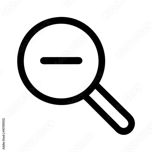 Magnifying Glass with Minus Icon – Zoom Out and Search Function Symbol
