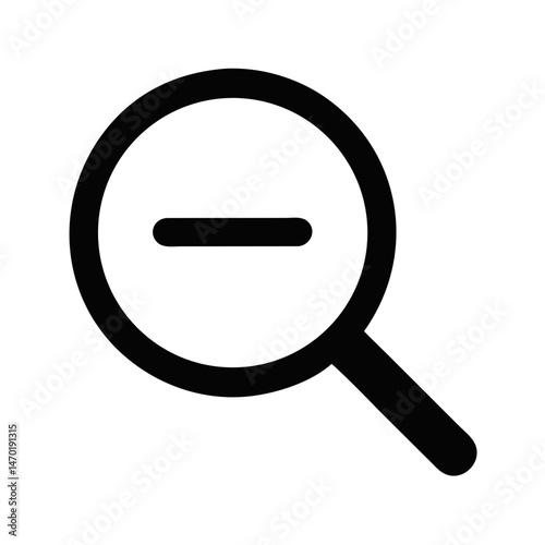 Magnifying Glass with Minus Icon – Zoom Out and Search Function Symbol