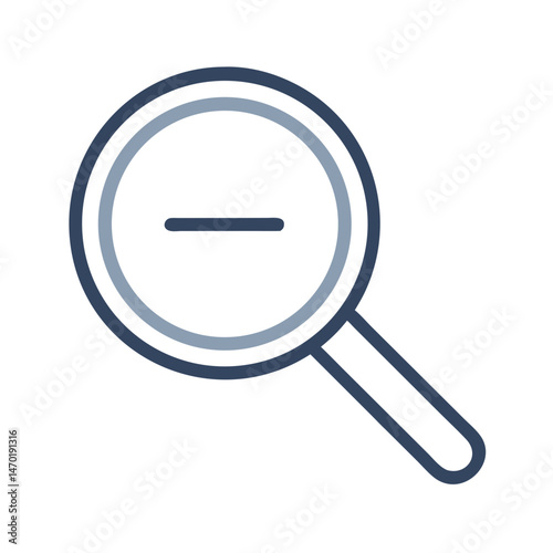 Magnifying Glass with Minus Icon – Zoom Out and Search Function Symbol