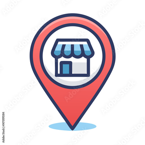 Map Pin with Storefront Icon – Location and Business Symbol