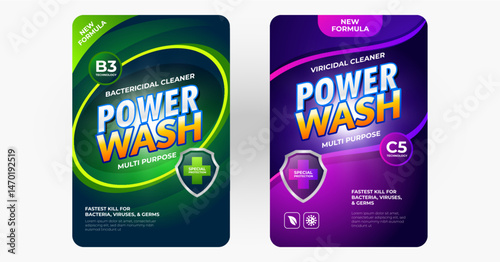 Laundry detergent template Set for Cleaning service, package design, Washing Powder and Liquid Detergents ready for branding and ads design.
