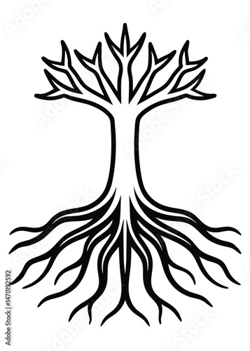Exposed Tree Roots Icon on White Background