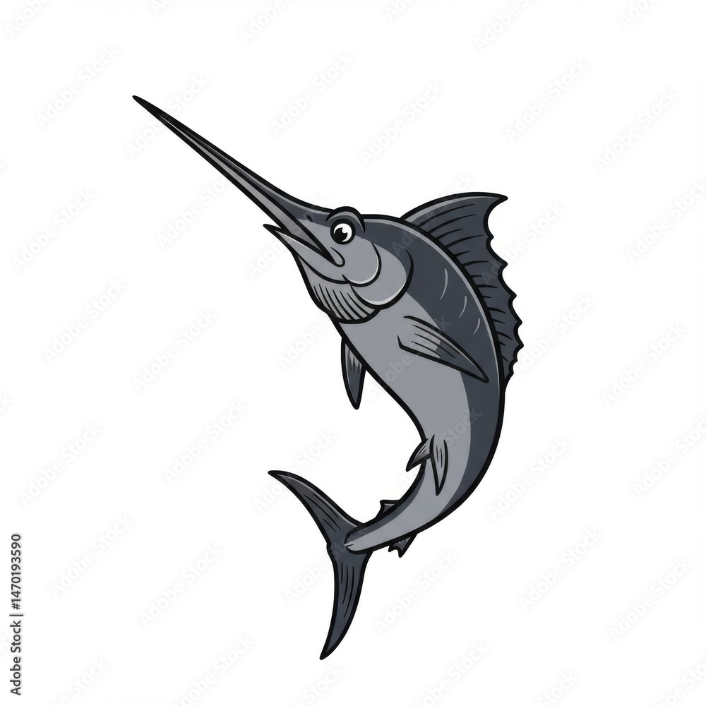 Fototapeta premium Gray Marlin Illustration on White Background