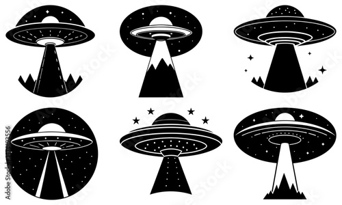 Flying Saucer Silhouette vector illustration