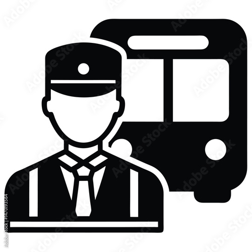 bus driver element isolated city transit pass on white background