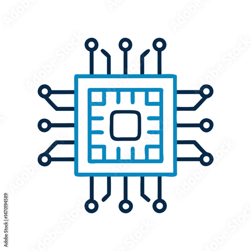 Microchip Icon – Digital Processor and Technology Symbol