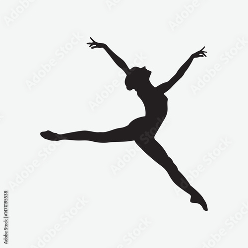 Discover the elegance of a gymnast dancer silhouette featuring a ballerina in a stunning, flexible pose. Perfect for dance enthusiasts and artistic inspiration
