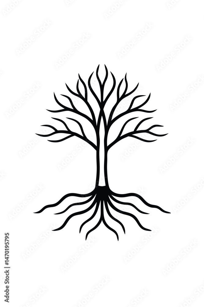 Fototapeta premium Tree Roots Icon on White Background