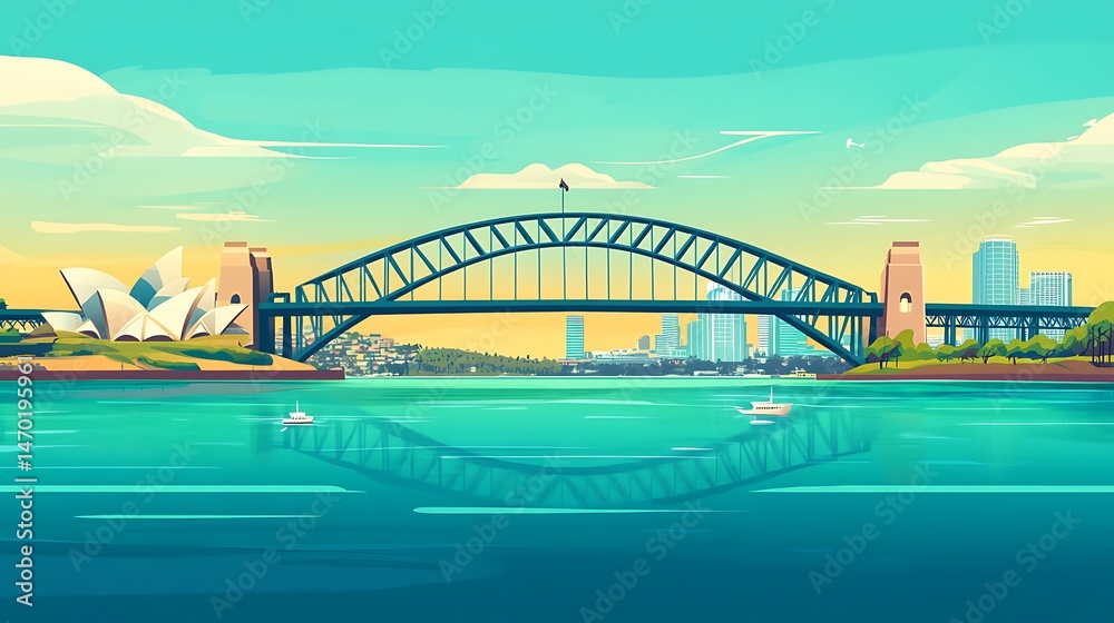 Naklejka premium Sydney Harbour Bridge sunset view.