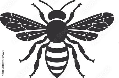 Black bee  silhouette vector illustration