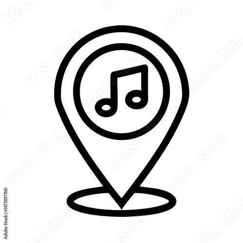 Music Location Pin Icon – Audio Tagging and Geolocation Symbol