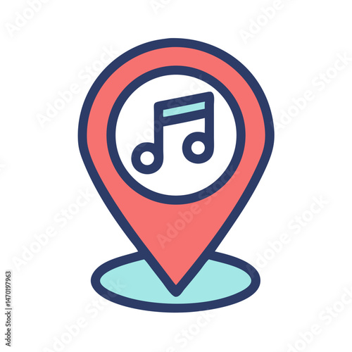 Music Location Pin Icon – Audio Tagging and Geolocation Symbol