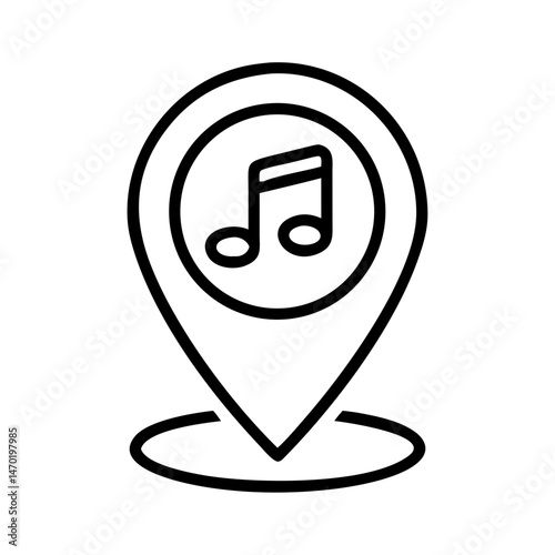 Music Location Pin Icon – Audio Tagging and Geolocation Symbol