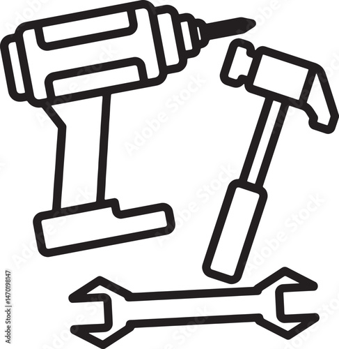 Icon for drilling holes in walls and tightening screws