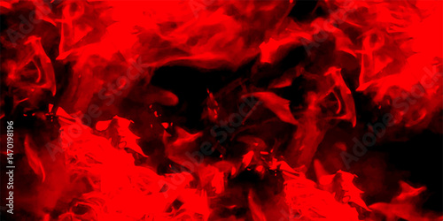 Abstract intense vivid red and black hues with swirling, flame-like textures. Fiery energy, chaos, and motion, with fluid, smoke. Red flame, Fire Light and Glow. Made of red-hot charcoal.   
