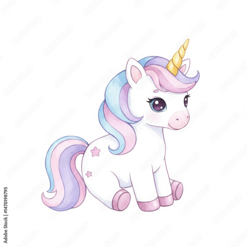 Naklejka premium Cute Pastel Unicorn Illustration