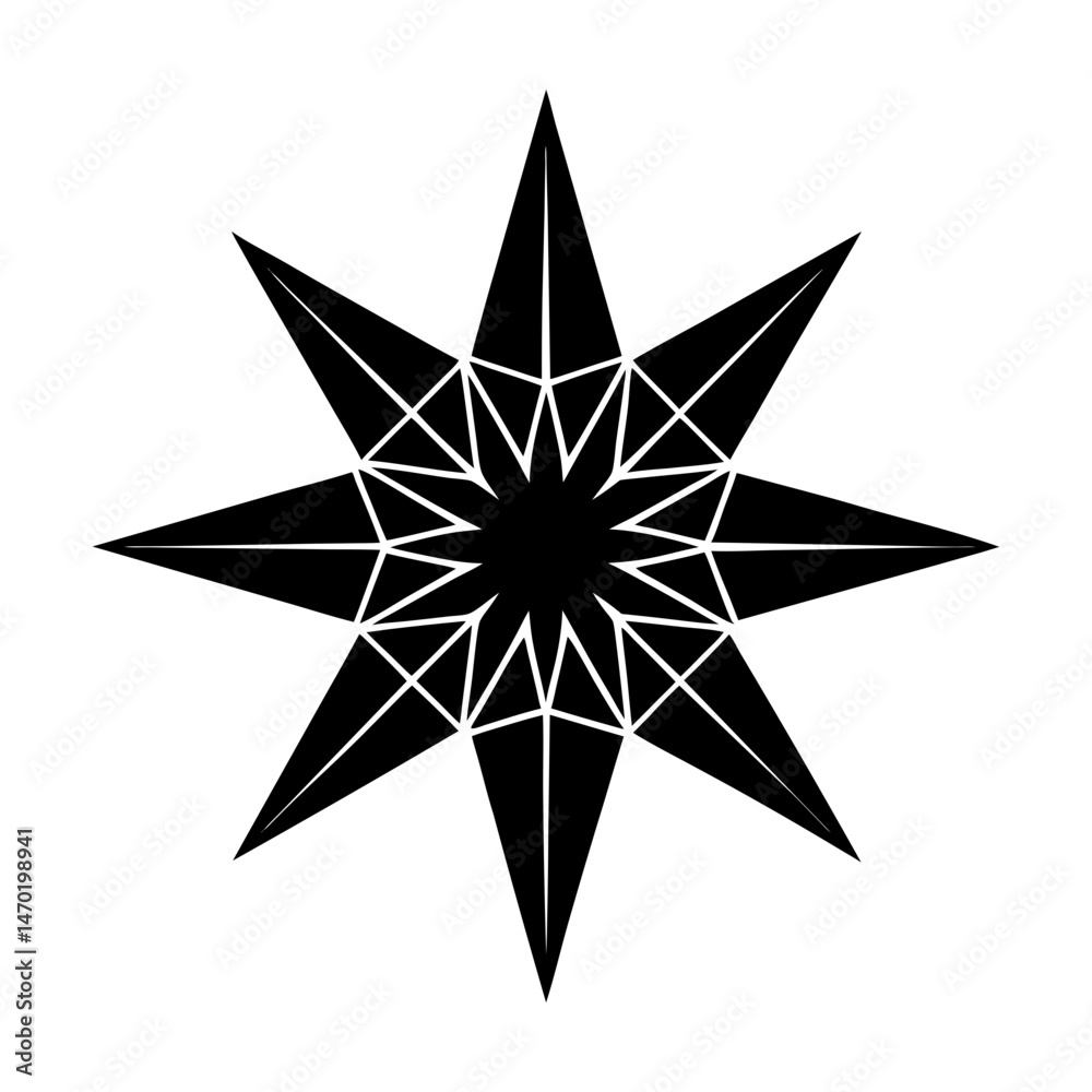 Obraz premium Eight Point Star Silhouette vector illustration