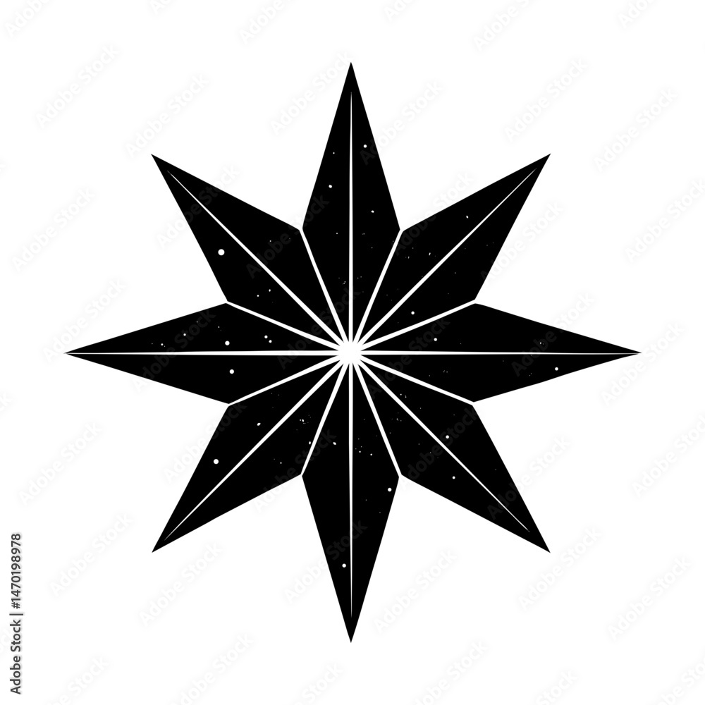 Fototapeta premium Eight Point Star Silhouette vector illustration